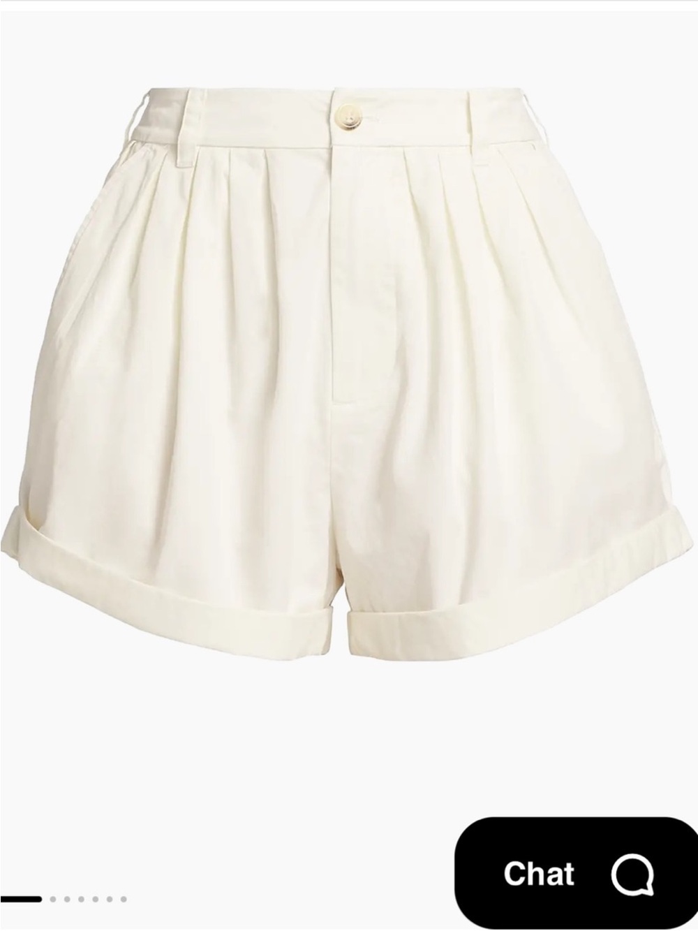 Doen Cream High-Waist Pleated Cuffed Shorts
